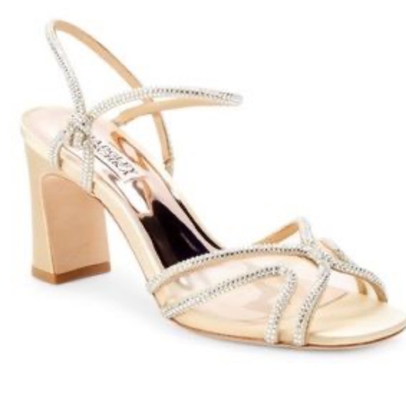 Badgley Mischka Strappy Crystal Heels – Size 7.5 - Picture 1 of 6